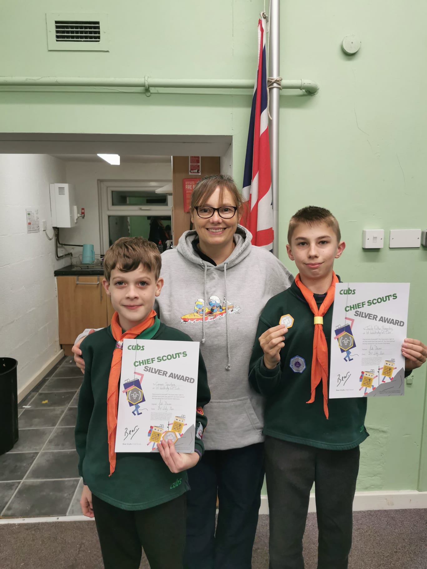 Cubs receiving their Chief Scout's Silver Award